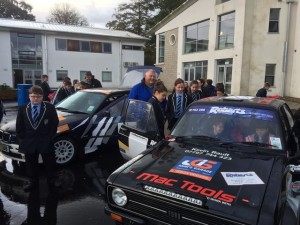 Year 7 students with cars
